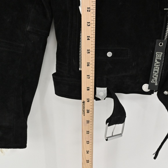 BlankNYC Free People Suede Moto Jacket Womens Sz XS Black Cropped Biker Leather - Picture 4 of 13